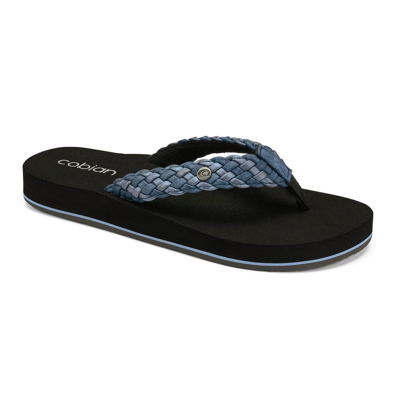 Cobian Braided Bounce â€“ Womenâ€™s Sandals With Extra-Thick Cushion â€“ Soft Flip Flops for Women With Arch Support, Indigo, 8 - Image 1